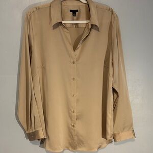 Ann Taylor Beige Button-Up Blouse